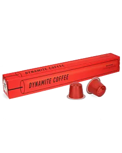 Kaffekapslen Dynamite Coffee paquet et capsule pour Nespresso
