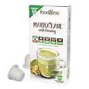 FoodNess Matcha Latte paquet et capsule pour Nespresso
