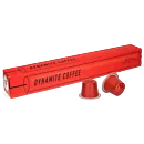 Kaffekapslen Dynamite Coffee paquet et capsule pour Nespresso
