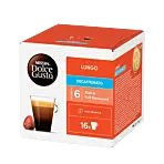 Nescafé Lungo Decaffinato paquet et capsule pour Dolce Gusto