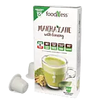 FoodNess Matcha Latte paquet et capsule pour Nespresso
