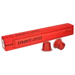 Kaffekapslen Dynamite Coffee paquet et capsule pour Nespresso

