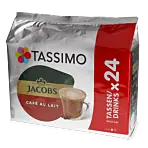 Jacobs Café au Lait Big Pack package and capsule for Tassimo
